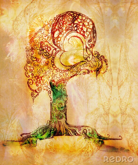 Papier peint  Arbre sur une texture rétro