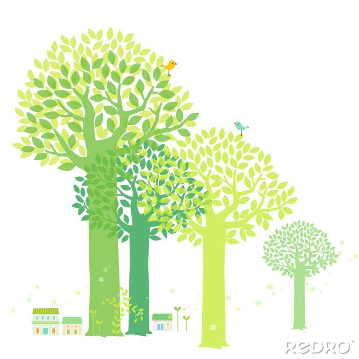Papier peint  Arbre vert pour enfants
