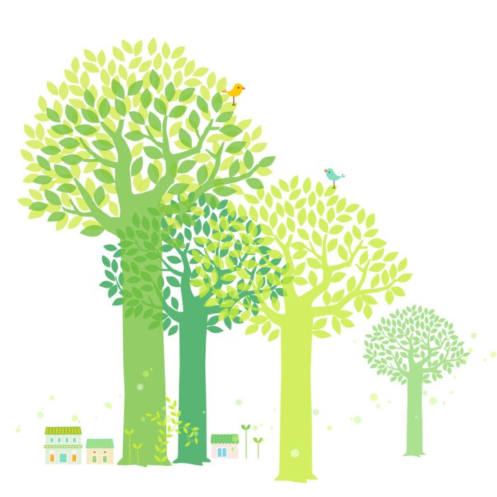 Papier peint  Arbre vert pour enfants