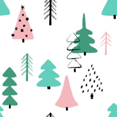 Papier peint  Arbres abstraits d'une forêt en hiver