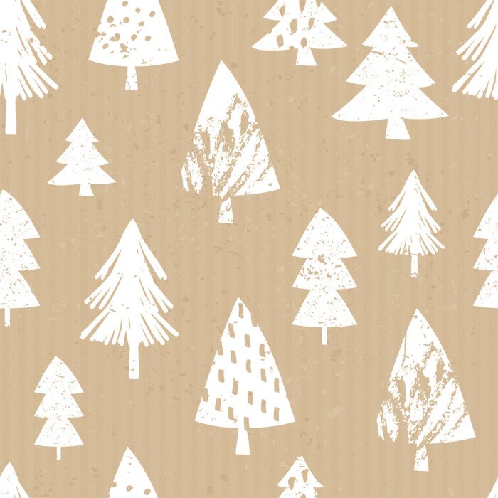 Papier peint  Arbres de Noël blancs esquissés
