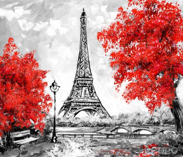 Papier peint  Arbres en automne près de la tour Eiffel