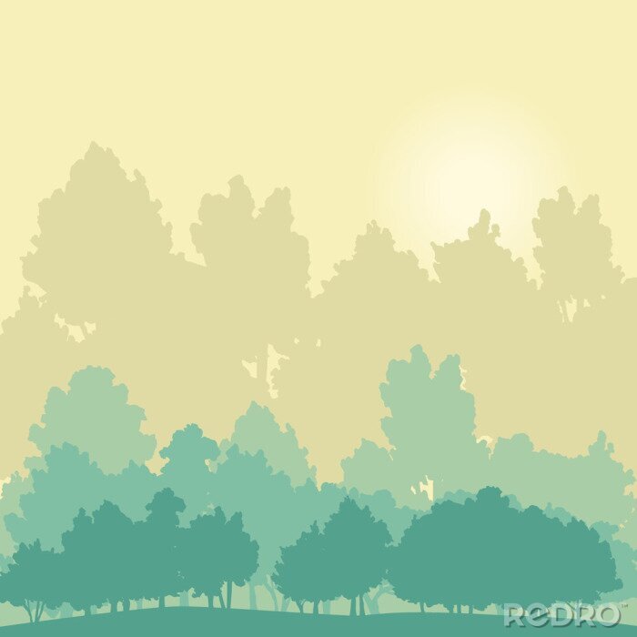 Papier peint  Arbres graphiques dans la forêt