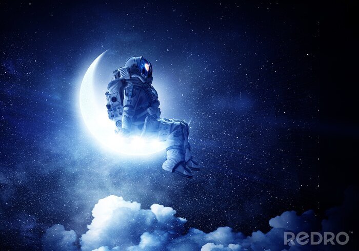 Papier peint  Astronaute assis sur la lune