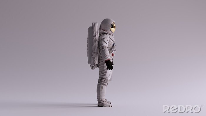 Papier peint  Astronaute de côté sur un fond gris
