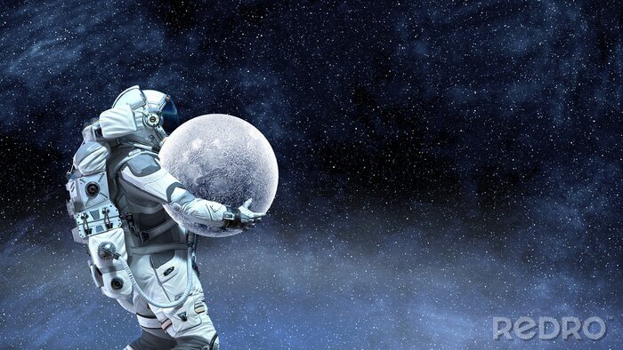 Papier peint  Astronaute portant la lune