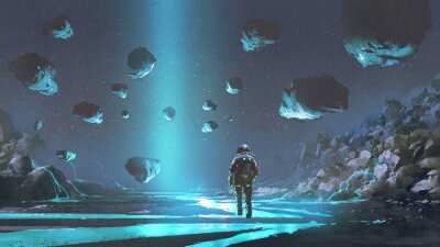 Papier peint  Astronaute sur une planète turquoise