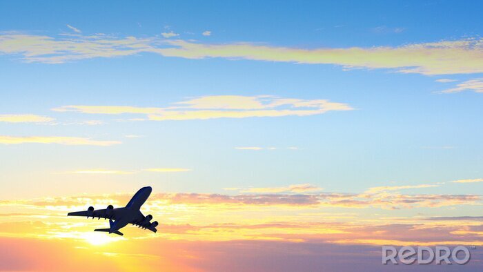 Papier peint  Avion dans le ciel le soir