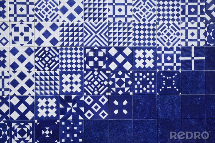 Papier peint  Azulejos géométriques bleus