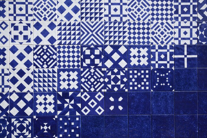 Papier peint  Azulejos géométriques bleus
