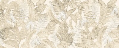 Papier peint  Background of tropical leaves. Palm leaves, branches, grass.