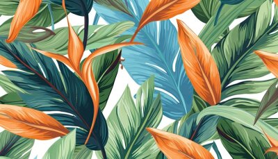 Papier peint  Background with tropical leaves. strelitzia. Graphical pattern.