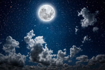 Papier peint  Backgrounds night sky with stars and moon and clouds.