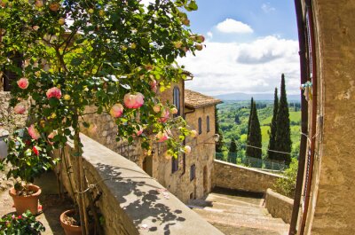 Papier peint  Balcon vue sur la Toscane