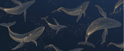 Papier peint  Baleines dans les eaux sombres