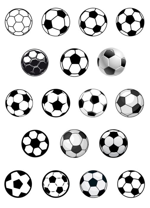 Papier peint  Balles ou ballons de football football en noir et blanc