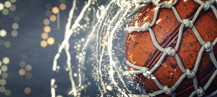 Papier peint  ballon de basket dans le panier