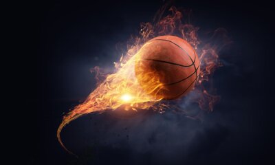 Papier peint  ballon de basket en flammes