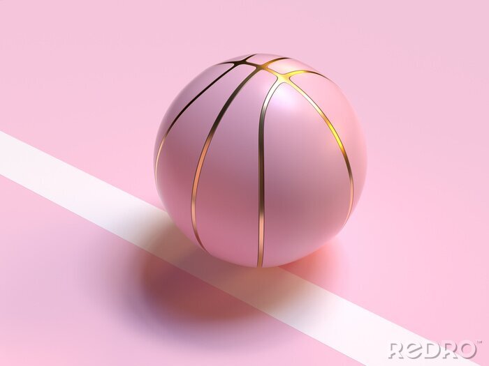 Papier peint  Ballon de basket rose sur fond pastel