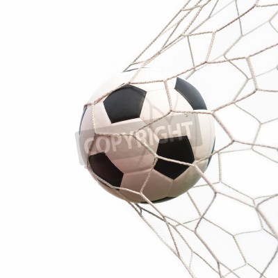 Papier peint  Ballon de foot dans le filet blanc