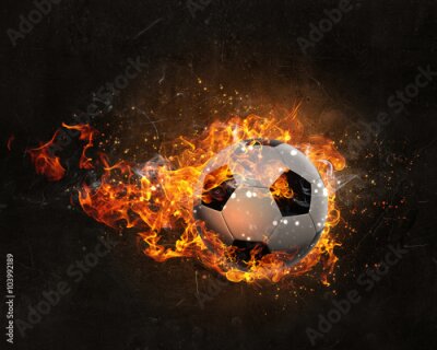 Papier peint  Ballon de football en feu