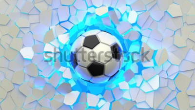 Papier peint  Ballon de football sur carreaux lumineux