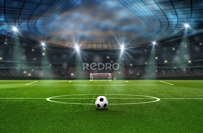 Papier peint  Ballon sur l’herbe verte d’un stade de football