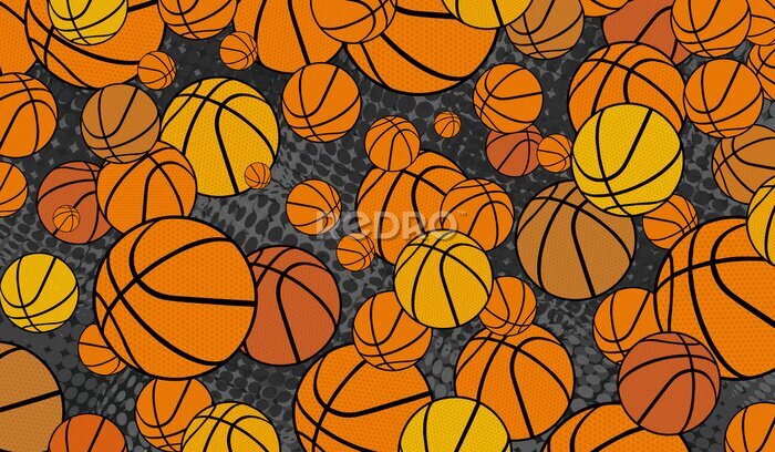 Papier peint  Ballons de basket dans les tons orange