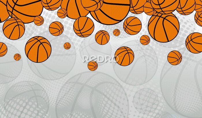 Papier peint  Ballons de basketball orange sur fond gris