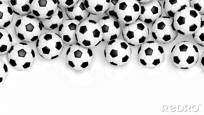 Papier peint  Ballons de football 3D noir et blanc