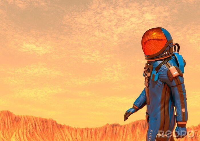 Papier peint  Bande dessinée Astronaute sur Mars