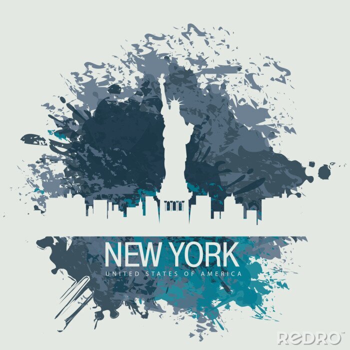 Papier peint  bannière avec de New York City, Statue de la Liberté