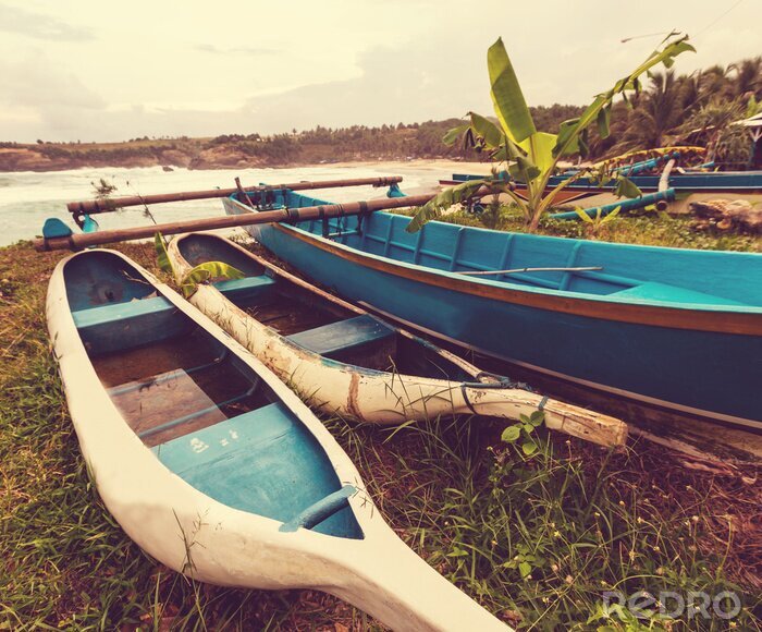 Papier peint  Barques sur un rivage en Indonésie