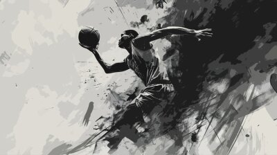 Papier peint  basketball player black and white abstract art