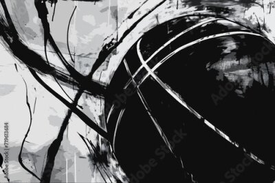 Papier peint  basketball player black and white abstract art