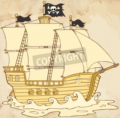 Papier peint  Bateau pirate sur un fond vieilli