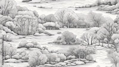 Papier peint  Beach cheerful seamless pattern wallpaper of tropical dark green leaves of palm trees and flowers bird and animal of paradise (strelitzia) plumeria on a watercolor  and drawing background