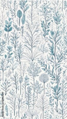 Papier peint  Beach cheerful seamless pattern wallpaper of tropical dark green leaves of palm trees and flowers bird and animal of paradise (strelitzia) plumeria on a watercolor  and drawing background