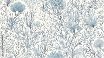 Papier peint  Beach cheerful seamless pattern wallpaper of tropical dark green leaves of palm trees and flowers bird and animal of paradise (strelitzia) plumeria on a watercolor  and drawing background