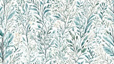 Papier peint  Beach cheerful seamless pattern wallpaper of tropical dark green leaves of palm trees and flowers bird and animal of paradise (strelitzia) plumeria on a watercolor  and drawing background