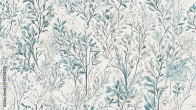 Papier peint  Beach cheerful seamless pattern wallpaper of tropical dark green leaves of palm trees and flowers bird and animal of paradise (strelitzia) plumeria on a watercolor  and drawing background