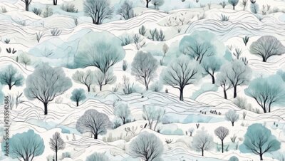 Papier peint  Beach cheerful seamless pattern wallpaper of tropical dark green leaves of palm trees and flowers bird and animal of paradise (strelitzia) plumeria on a watercolor  and drawing background