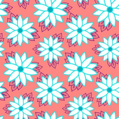 Papier peint  Beach cheerful seamless pattern wallpaper of tropical dark green leaves of palm trees and flowers bird of paradise (strelitzia) plumeria on a light yellow background