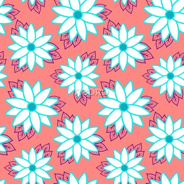 Papier peint  Beach cheerful seamless pattern wallpaper of tropical dark green leaves of palm trees and flowers bird of paradise (strelitzia) plumeria on a light yellow background