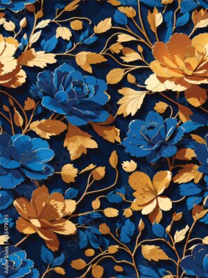 Papier peint  Beach cheerful seamless pattern wallpaper of tropical dark green leaves of palm trees and flowers bird of paradise (strelitzia) plumeria on a watercolor background