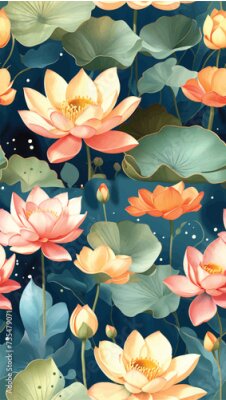 Papier peint  Beach cheerful seamless pattern wallpaper of tropical dark green leaves of palm trees and flowers bird of paradise (strelitzia) plumeria on a watercolor background