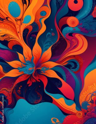 Papier peint  Beach cheerful seamless pattern wallpaper of tropical dark green leaves of palm trees and flowers bird of paradise (strelitzia) plumeria on a watercolor background