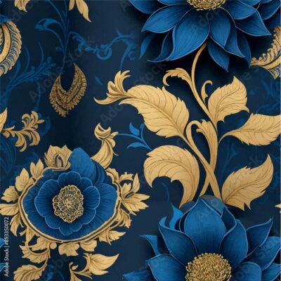 Papier peint  Beach cheerful seamless pattern wallpaper of tropical dark green leaves of palm trees and flowers bird of paradise (strelitzia) plumeria on a watercolor background