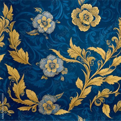 Papier peint  Beach cheerful seamless pattern wallpaper of tropical dark green leaves of palm trees and flowers bird of paradise (strelitzia) plumeria on a watercolor background