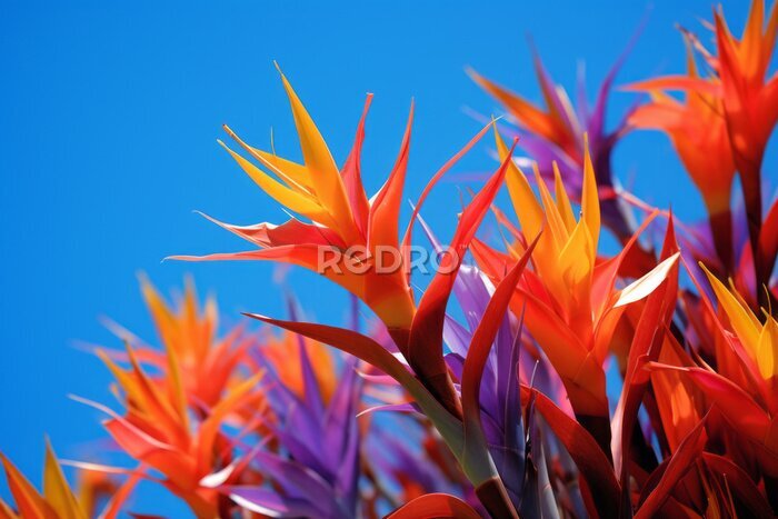 Papier peint  Beautiful colorful floral background. Tropical flowers, bright colors.